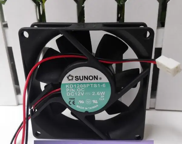 SUNON KD1208PTS1-6 DC 12V 2.6W 80*80*25 8CM 2-Line Silent cooling fan