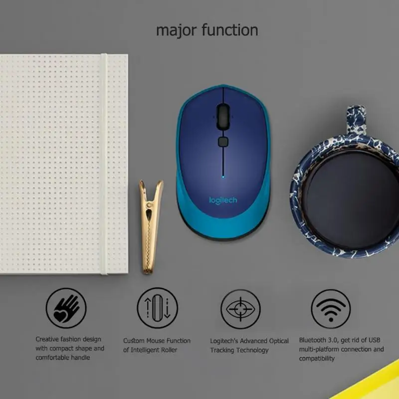 Logitech M336 Bluetooth 3,0 ноутбука мыши Беспроводной Мышь 1000 точек/дюйм для Windows 7/8/10, Mac OS X 10,8 сhrome OS Android 5,0