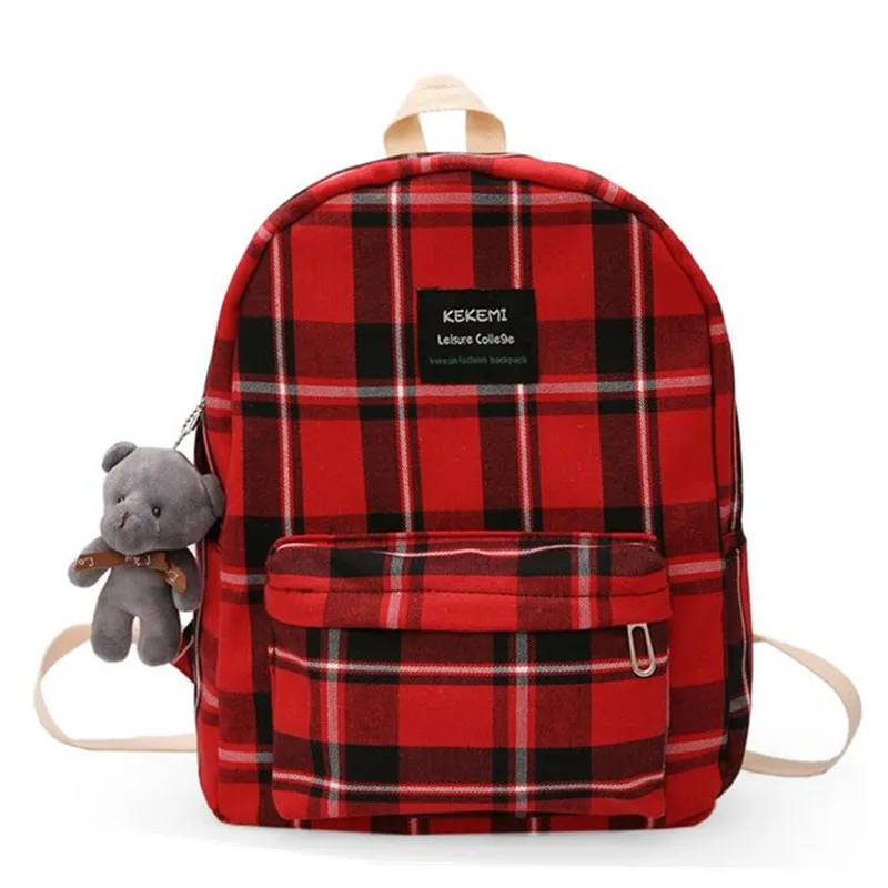 Рюкзак с узором в клетку для женщин-подростков школный рюкзак мальчиков девочек