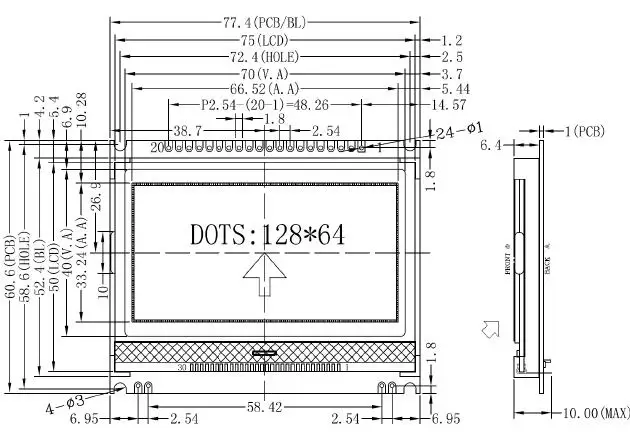 20PIN SPI 12864 COG ЖК-дисплей Графический Экран модуль ST7565R контроллер 3,3 V 5 V Parallel Интерфейс