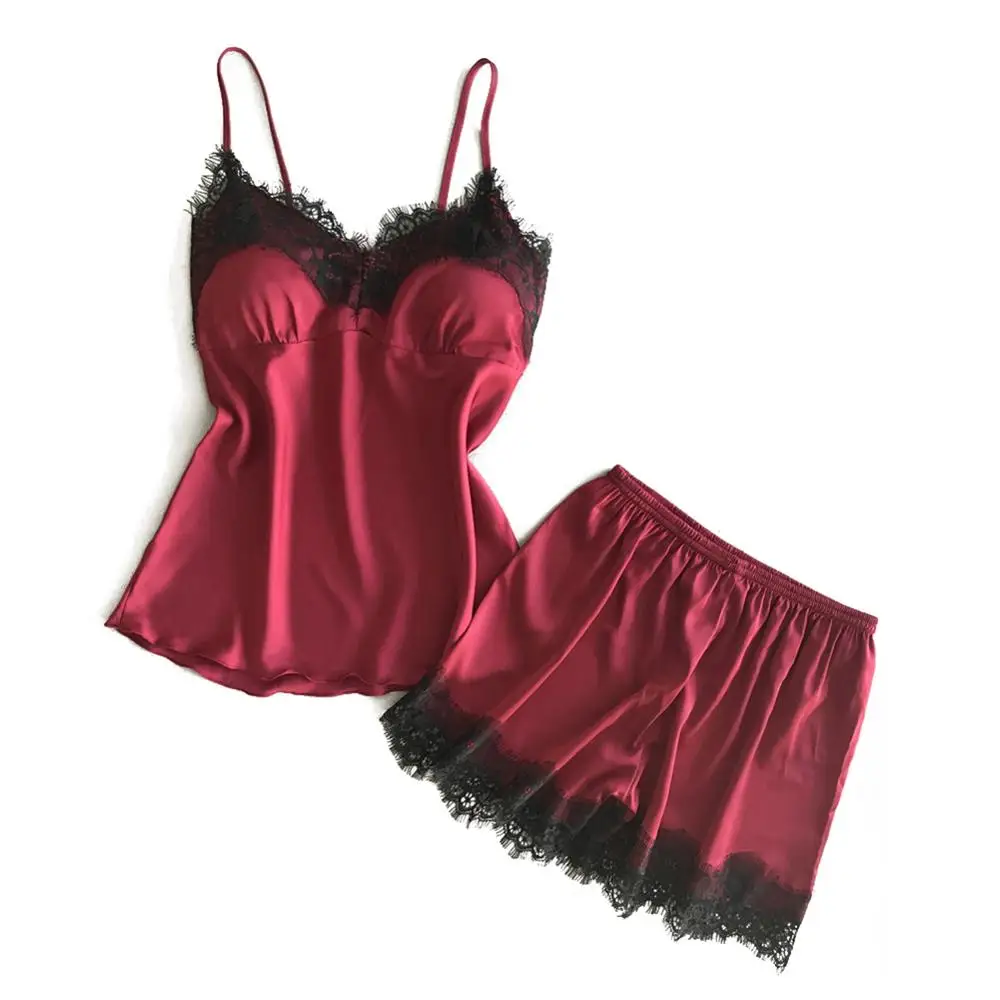 Пижама женская шелковая с треугольным вырезом 2019 | Женская одежда