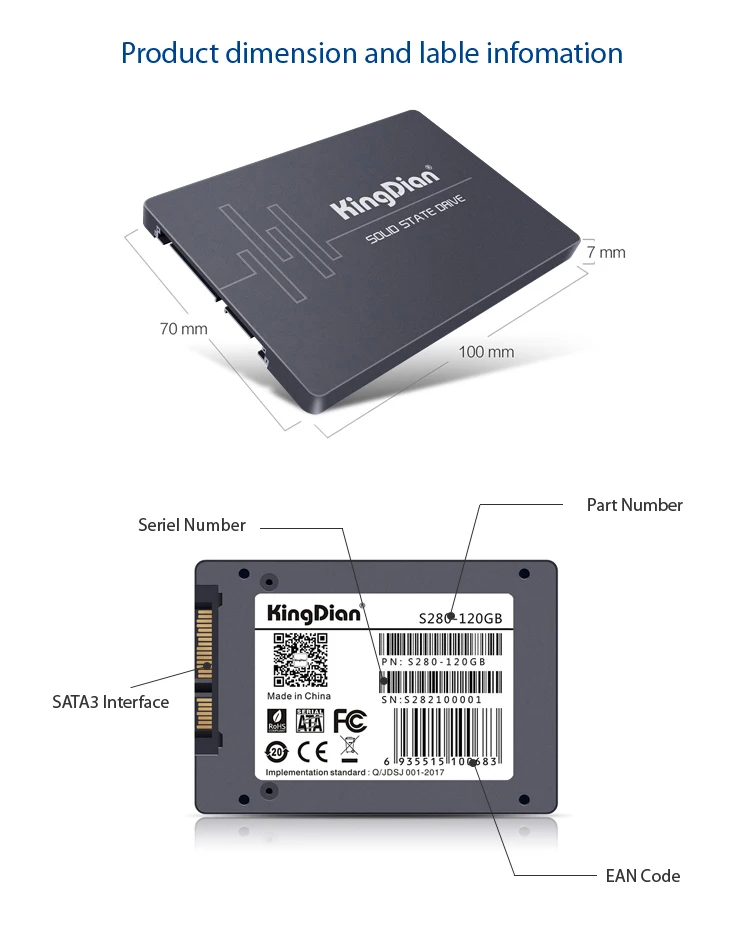 KingDian Бестселлер S280 120GB SSD SATA3