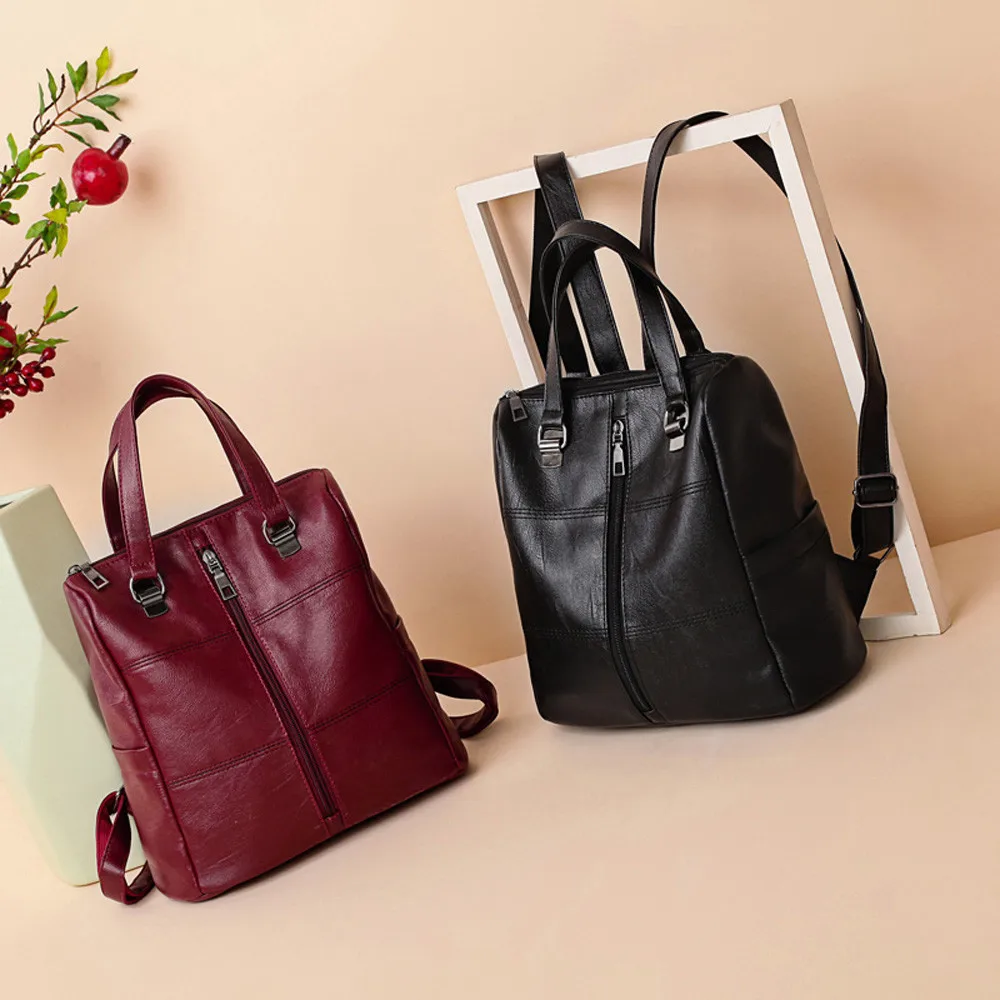 Винтажная кожаная школьная сумка для девочек с защитой от кражи рюкзак Женская