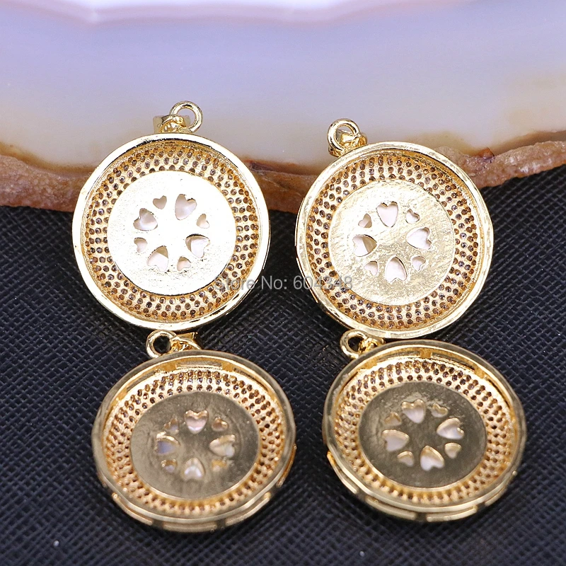 5 нитей zyz183-9089 круглый Mother Of Pearl Подвески Micro Pave CZ Природный Shell Белый Круглый с Иисусом Христом Подвески Цепочки и ожерелья