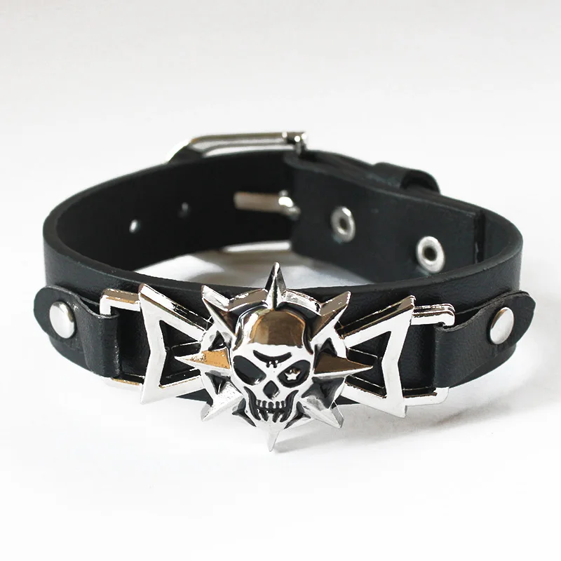 ISINYEE 2017 черепа панк браслет с шипами кожаные браслеты для мужчин и женщин в