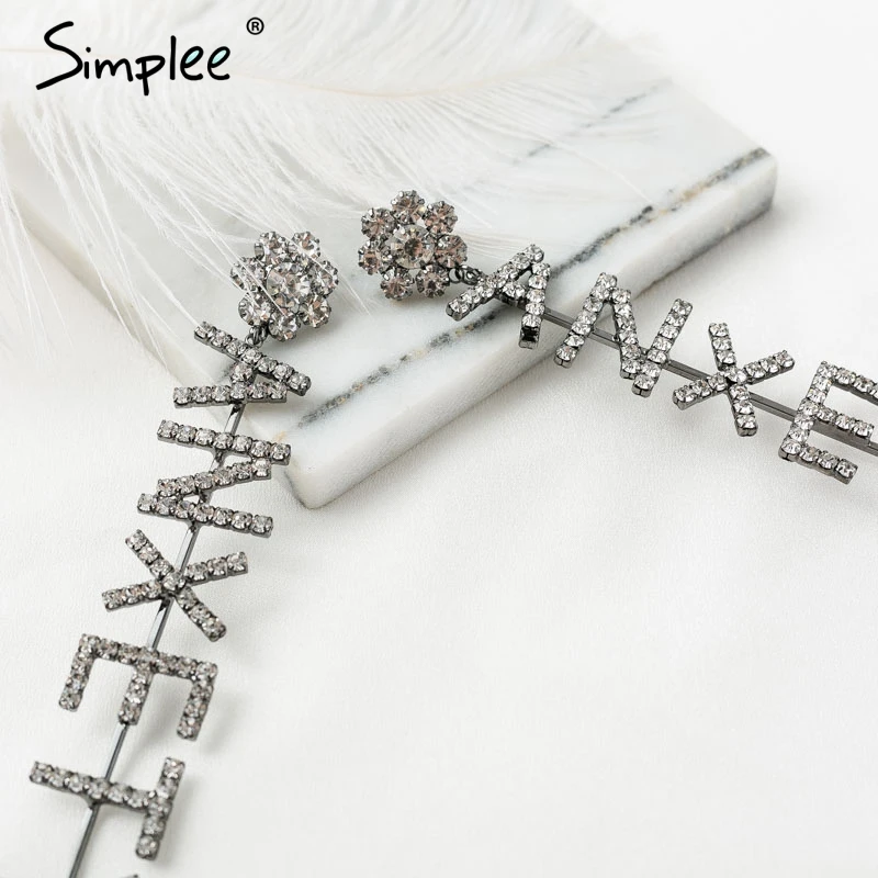 Simplee Fashion rhineston english alphabet earrings Retro pendant dangle drop Popular long women jewelry | Украшения и аксессуары