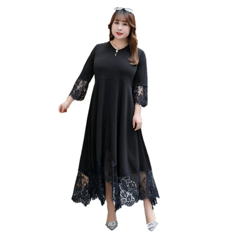 Платье женское длинное черное повседневное большого размера 9XL|Женские платья| |