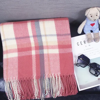 7 color Blanket Tartan scarf Acrylic women 2017 New winter Cashmere Plaid woman lady beautiful desigual warm purple Scarf | Аксессуары