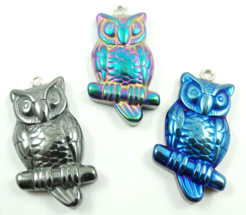 Натуральный кварц хрусталь титана гематит ручная работа Сова подвеска с