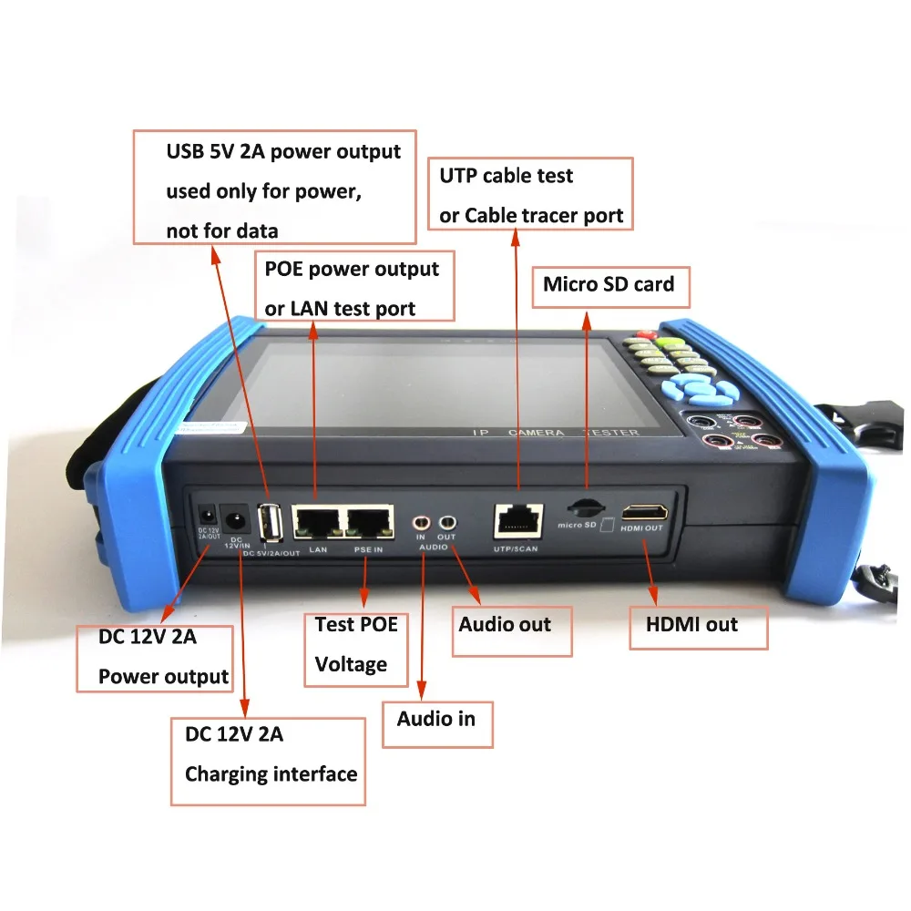 8MP 5MP CCTV Tester with 7 inch Monitor All in one Security for IP AHD TVI CVI SDI Optical Multimeter | Безопасность и защита