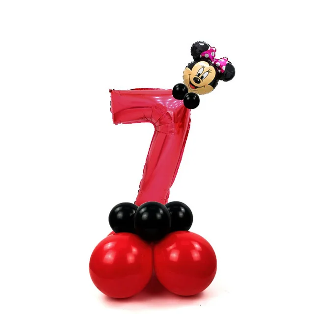 Minnie 7 20 шт./компл. Микки и Минни Маус лазерная головка Красного номер Фольга воздушные шары 1st День рождения юбилея украшения Детские игрушки Baby Shower поставки - Цвет: Minnie 7