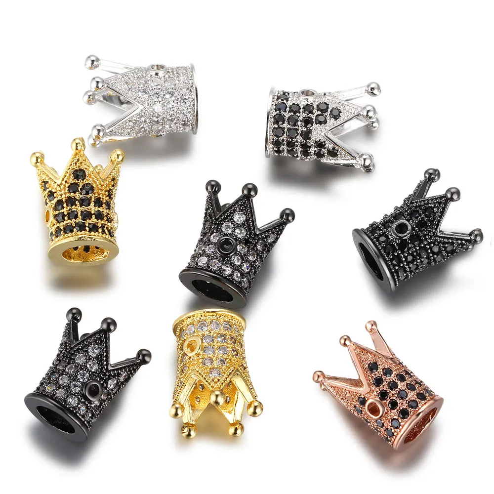 

3 шт./партия CZ бусины в виде корон медь микро проложить кубический Корона из циркония бусины для DIY аксессуары для ювелирных изделий 10,2*12,5 мм