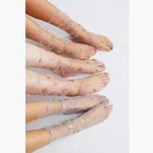 Новинка лета 2018, модные разноцветные блестящие тонкие сетчатые тюлевые носки, прозрачные ультра тонкая рыболовная сетка носки со звездами