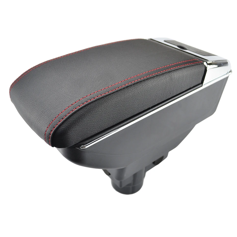 Red Thread Ящик для хранения для Opel Vauxhall Corsa D 2006- подлокотник двухслойный подлокотник черный кожаный двойной 2011 2012 - Название цвета: Red Thread