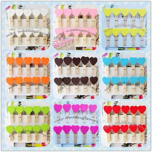 Бесплатная доставка 100 шт красочные мини деревянные зажимы для сердца фото