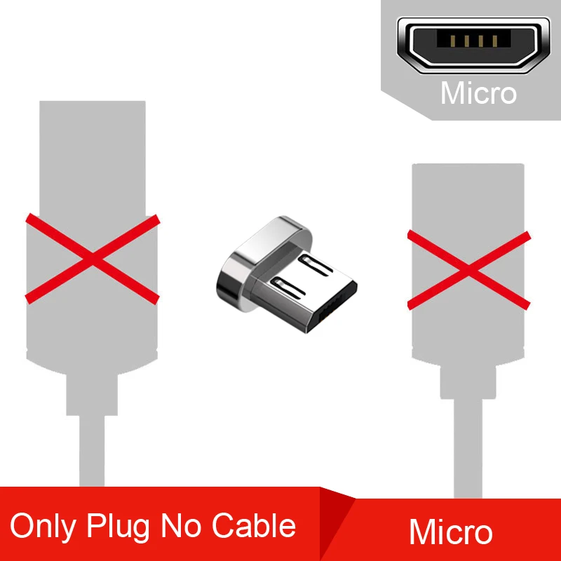 Only Micro Plug Магнитный кабель Micro usb type C для быстрой зарядки, магнитный кабель Micro USB для зарядки и передачи данных, кабели для мобильных телефонов iPhone - Цвет: Only Micro Plug