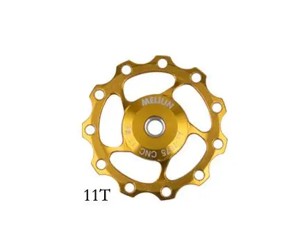 11T gold 2 шт. 11 зуб MTB горный велосипед задний переключатель Запчасти ЧПУ Алюминиевый сплав 11 Т 13 т направляющее колесо натяжной шкив Jockey колесо - Цвет: 11T gold