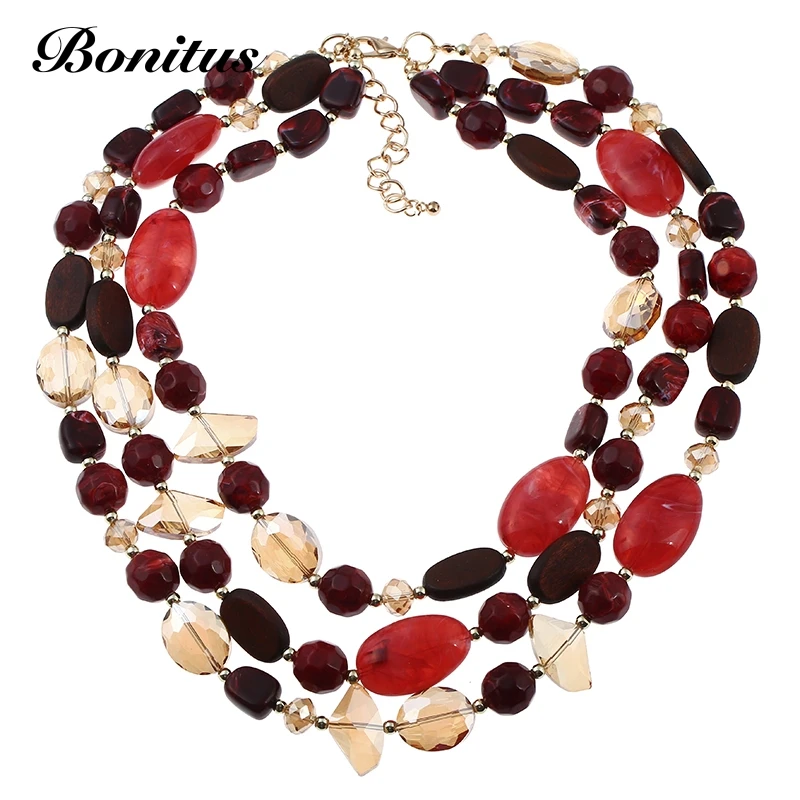[Bonitus Jewelry] Новое поступление модное многослойное колье-чокер из полированного пластика для женщин HOT06N3152