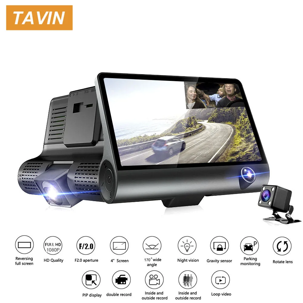 Автомобильный видеорегистратор заднего вида Камера Dash Cam Регистраторы Двойной