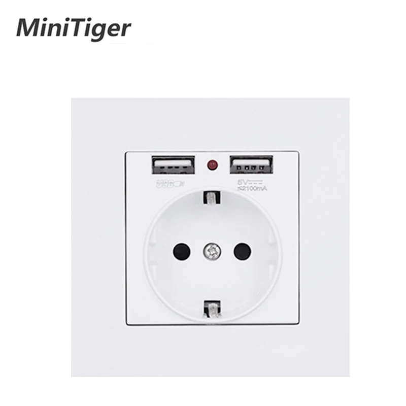 Minitiger EU/французский стандартный ПК Панель лучший двойной USB порт 2.1A настенное