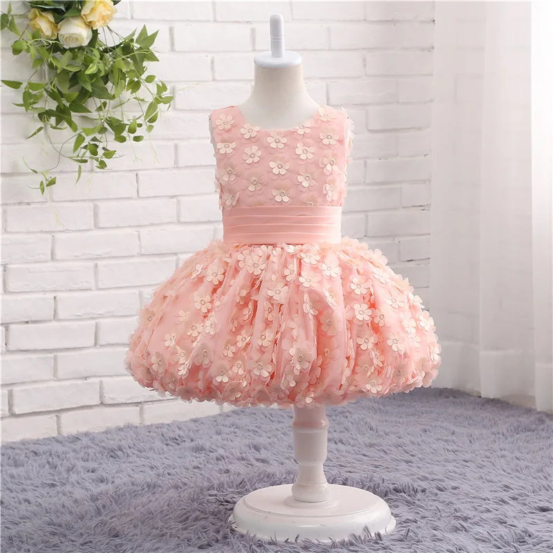 New Arrival Pink 3D flower girl dresses 2 to 10 yard Tea length Vestido de daminha Short dress Plus size | Свадьбы и торжества