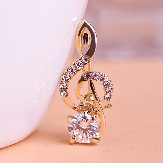 Funmor Cute Small CZ Zircon Music Note Brooch Corsage Coroa Poster Broches Wedding Collar Hijab Pin Up Clip Scarf Bijoux | Украшения и