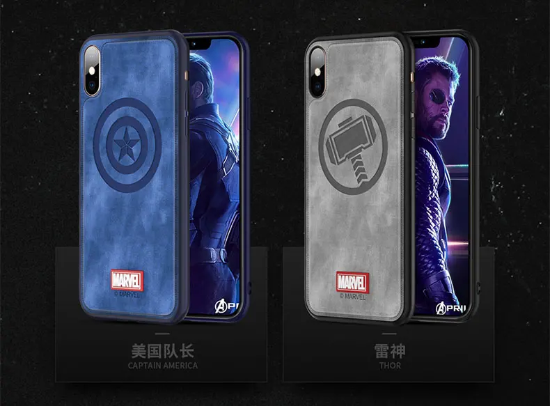 Чехол для iPhone X XS XR XS MAX Марвел Капитан Мстители Ткань задняя крышка Железный человек Капитан Америка комиксов