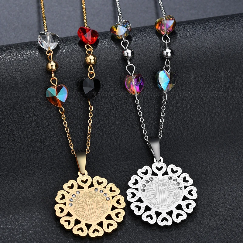 Letdiffery золото полые любовь сердце Иисуса Святого ожерелье с подвеской Бенедикт