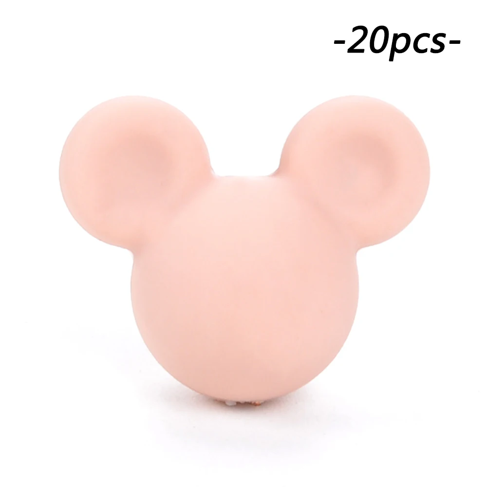 peachy LOFCA 20 штук силиконовые бусины Микки Силиконовые Детские Прорезыватели для зубов мультфильм Жевательная оральная зубная соска клип ожерелье Новорожденные игрушки - Цвет: peachy