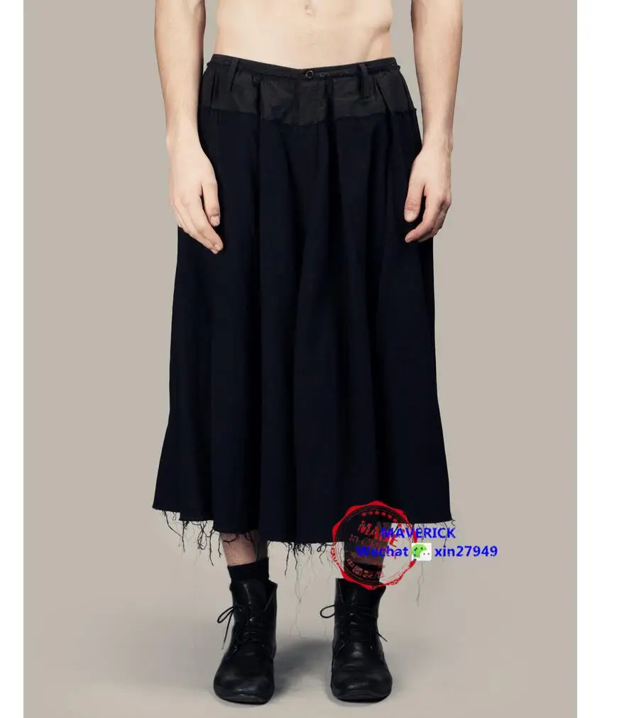 27-44 2021 New Culottes Wide Leg Pants Men And Women Retro Cotton Line Skirt Cross Pants Hairstylist Singer Costumes Clothing