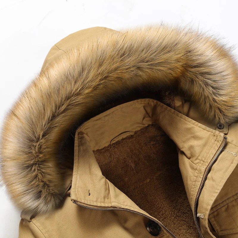 

Thicker Warm Cotton-Padded Jacket Mens Jaqueta Masculina Faux Fur Hat New Men Hooded Leisure Jackets And Coats Casual Parka 5XL