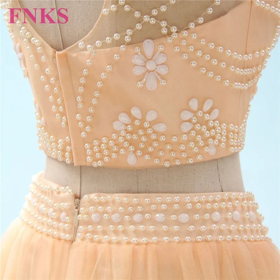 FNKS 2017 Новых Прибытия Африканских Жемчуг 2 Шт. Пром Платья Платье A-Line Длина Пола