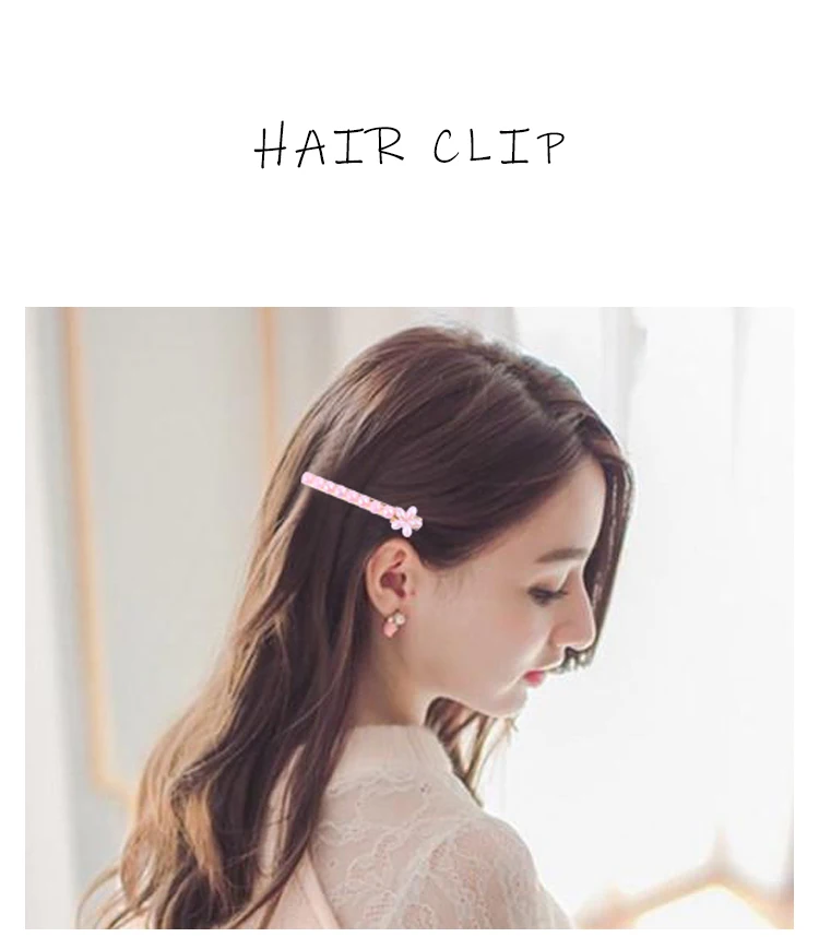 2pcs/set Pearl Flower Hair Clips Alligator Duckbill Long Hairpins Barrettes Candy Rainbow Color Hair Accessories for Women Girls