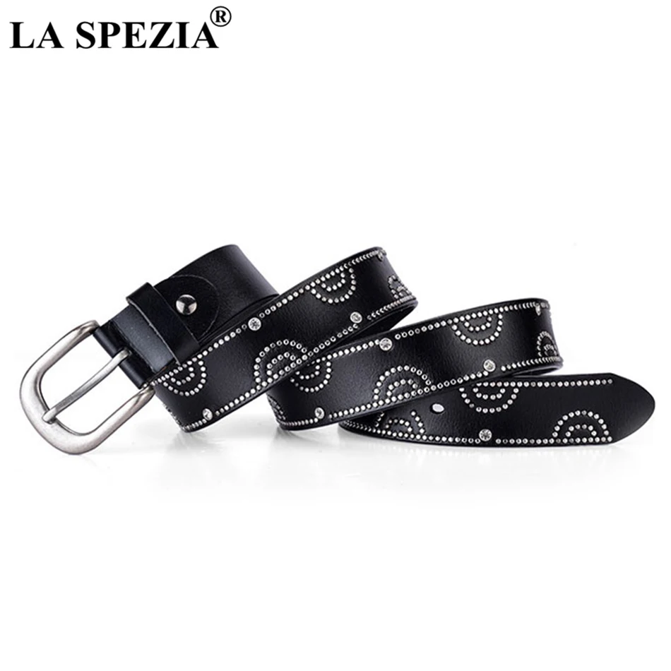 LA SPEZIA, настоящий кожаный ремень для женщин, стразы, розовый, аксессуары, ремень, женский, пряжка, натуральная кожа, яловая кожа, заклепки, ремни