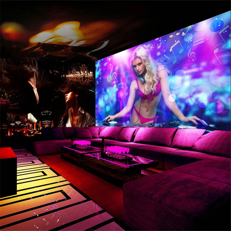 Настенные обои beibehang KTV 3D для бара ночного клуба сексуальной девушки красоты