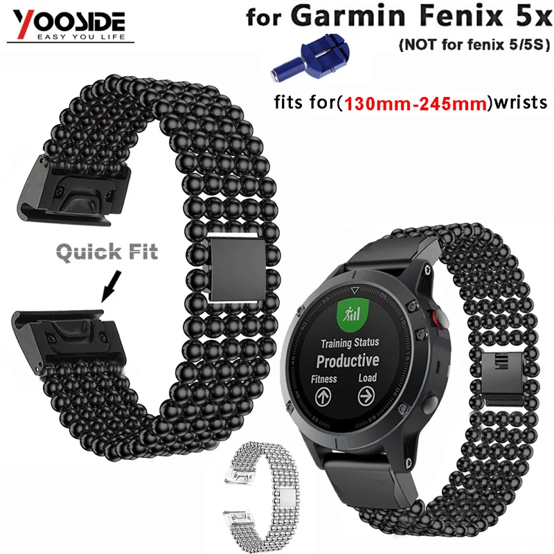 26 мм Quick Fit Нержавеющая сталь шариковая ремешок для часов Garmin Fenix 5X/3/3 HR/D2 Чарли/спуск Mk1(не подходит Fenix5/5S