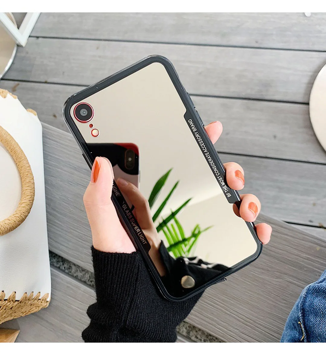 Black ICasiber роскошный зеркальный чехол для телефона для iPhone 7, 6, 6 S, 5, 8 Plus, милый чехол с рогом дьявола для iPhone X, XS, Max, XR, жесткий акриловый чехол на заднюю панель - Color: Black