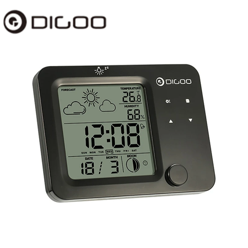 Digoo DG-C5 Беспроводной с голубой подсветкой гигрометр термометр метеорологическая установка сенсорный Сенсор будильник
