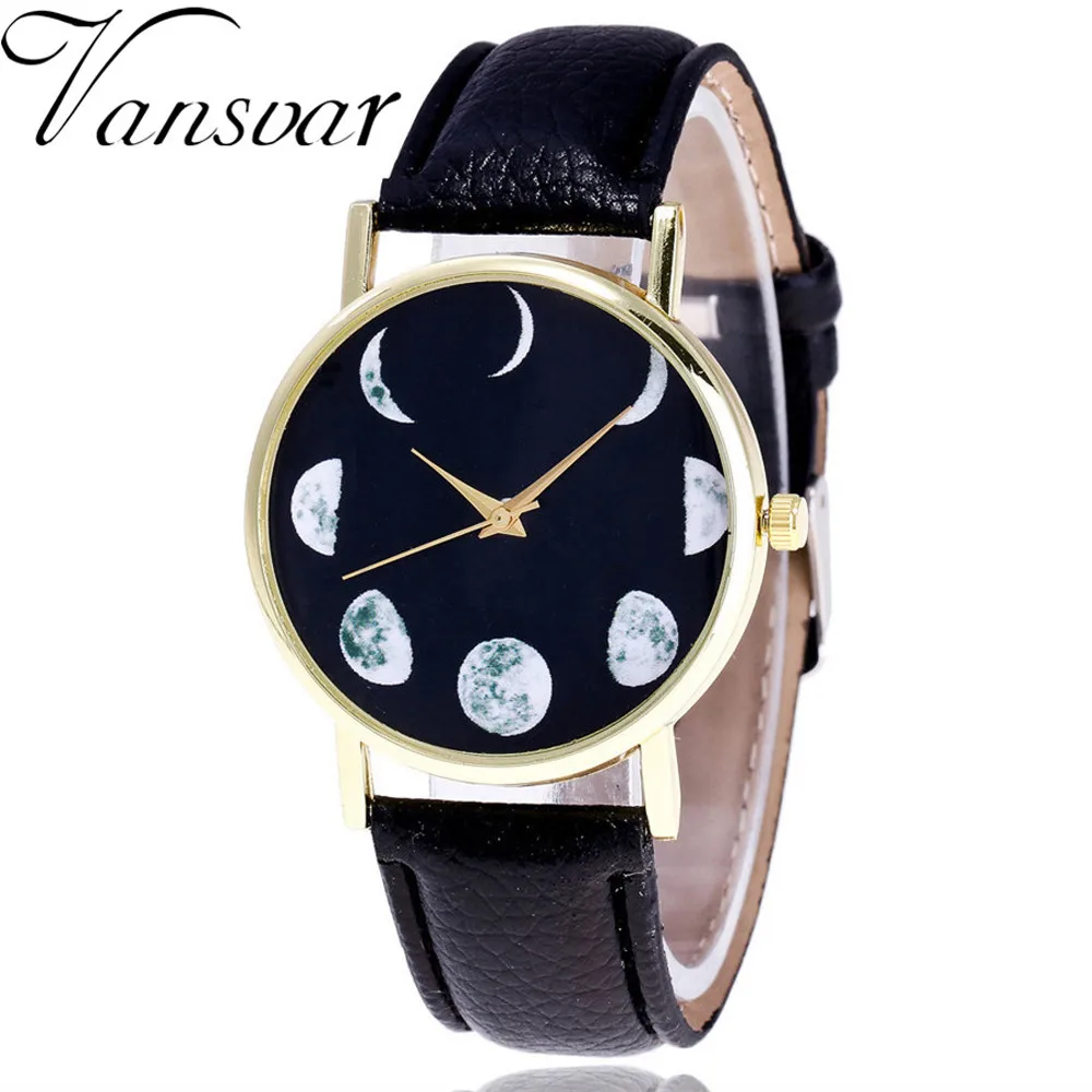 Часы Vansvar Moon Starry sky с узором цвет Мужские и женские ремешок наручные часы Женские
