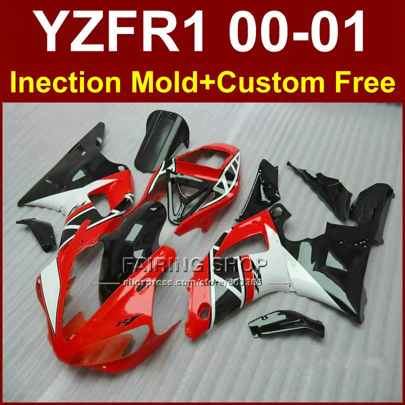 Красные черные части корпуса инъекции для YAMAHA YZF1000 Обтекатели YZFR1 2000 2001 YZF R1 00 01