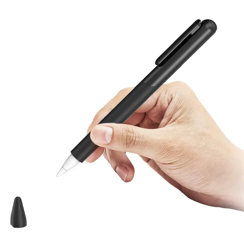 Black Силиконовый защитный чехол SUP для Apple Pencil(2-го поколения), противоскользящая ручка с наконечником(3 шт.) аксессуары - Цвет: Black