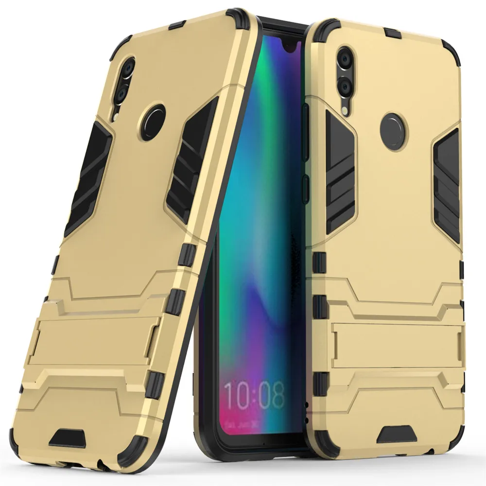 Золотой Чехол для huawei P Smart, роскошный чехол-подставка с Железным человеком, твердый чехол+ Мягкий силиконовый чехол из ТПУ для huawei P Smart Plus - Цвет: Золотой