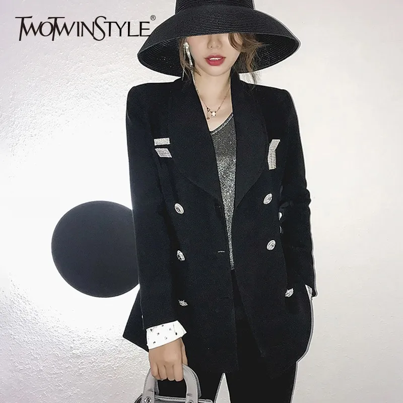 TWOTWINSTYLE куртка в стиле бриллианта Женская Съемная брошь длинный рукав пэчворк