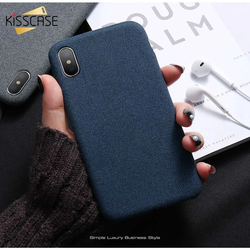 KISSCASE деловой чехол для iPhone X 6 6s Plus модный тканевый 7 8 plus Роскошный задней панели