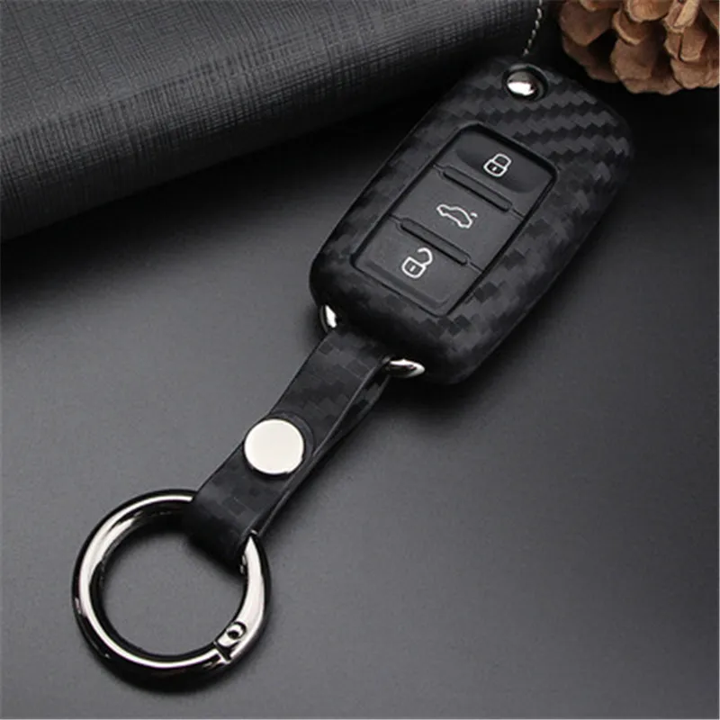 Карбоновый Чехол для автомобильного ключа чехол VW Golf Bora Jetta POLO Passat Skoda Superb Octavia Fabia
