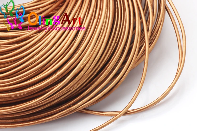 OlingArt 2mm 100Yard/Lot Craft Pearl Color Round Leather Cord Golden Silver DIY necklace Bracelet earrings jewelry making