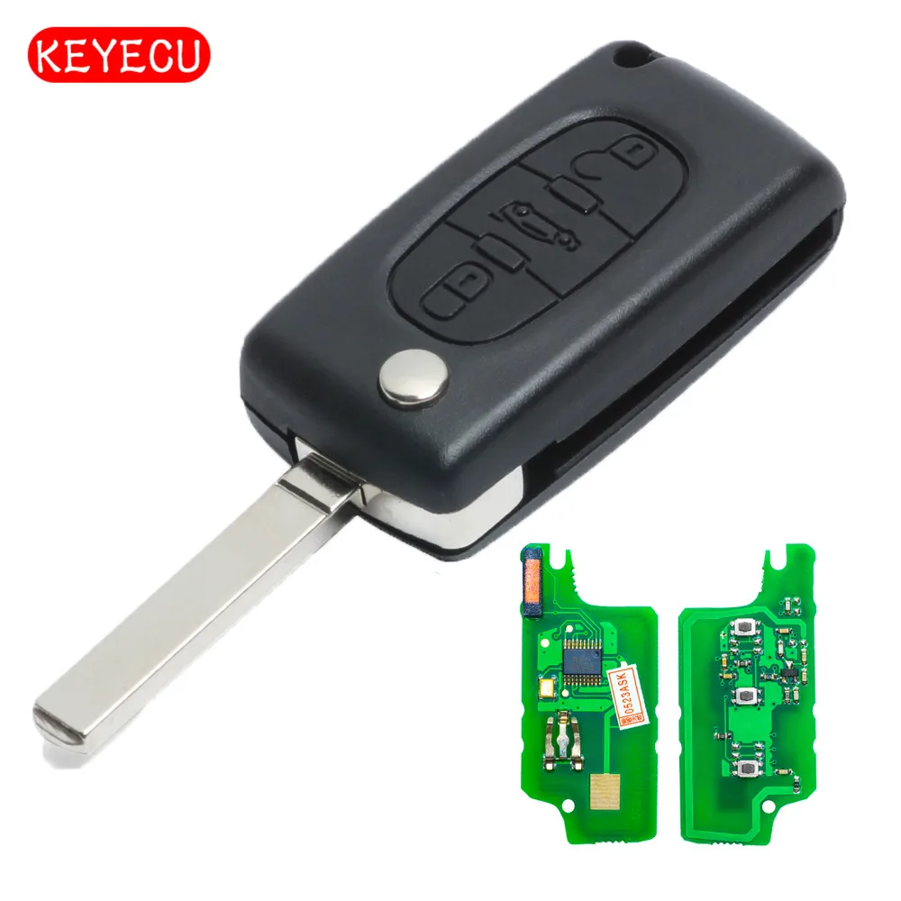 Keyecu складной дистанционный ключ 3 кнопки 433 МГц ID46 чип для Peugeot 207 307 308 407 607 2011 04