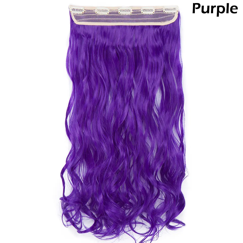 purple SNOILITE, 24 дюйма, синтетические кудрявые длинные волосы на заколках, цельные волосы для наращивания, наполовину полные волосы, черные, коричневые, красные волосы для женщин - Цвет: purple