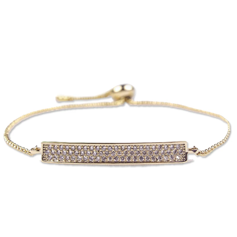 008 yellow gold Потрясающий крошечный куб циркония Кристалл CZ Pave Oval регулируемые Bolo браслеты для леди в родии серебро/розовое золото покрытие - Окраска металла: 008 yellow gold