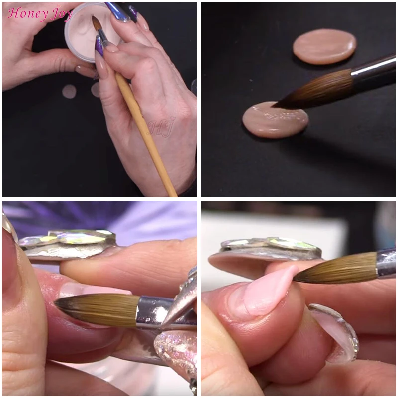 2 шт./лот акриловая кисть для дизайна ногтей с деревянной ручкой из волокон размер